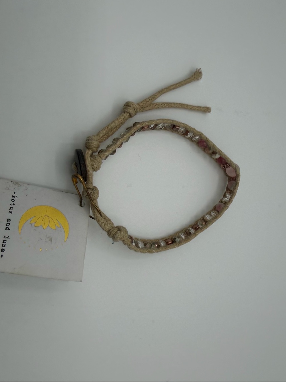 Lotus and Luna Healing Stone Bracelet Rose Quartz Love Friendship Jewelry Boho
